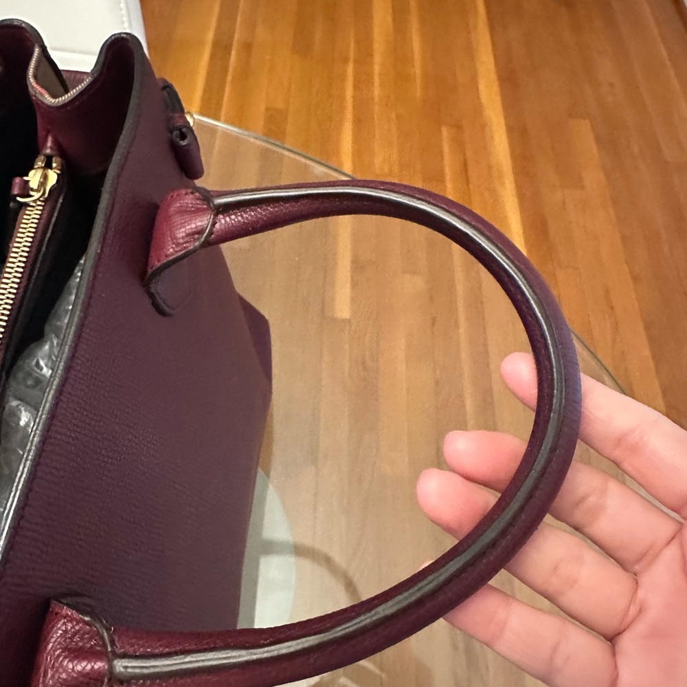 Burberry Deep Red Leather Tote - Picture 9 of 12